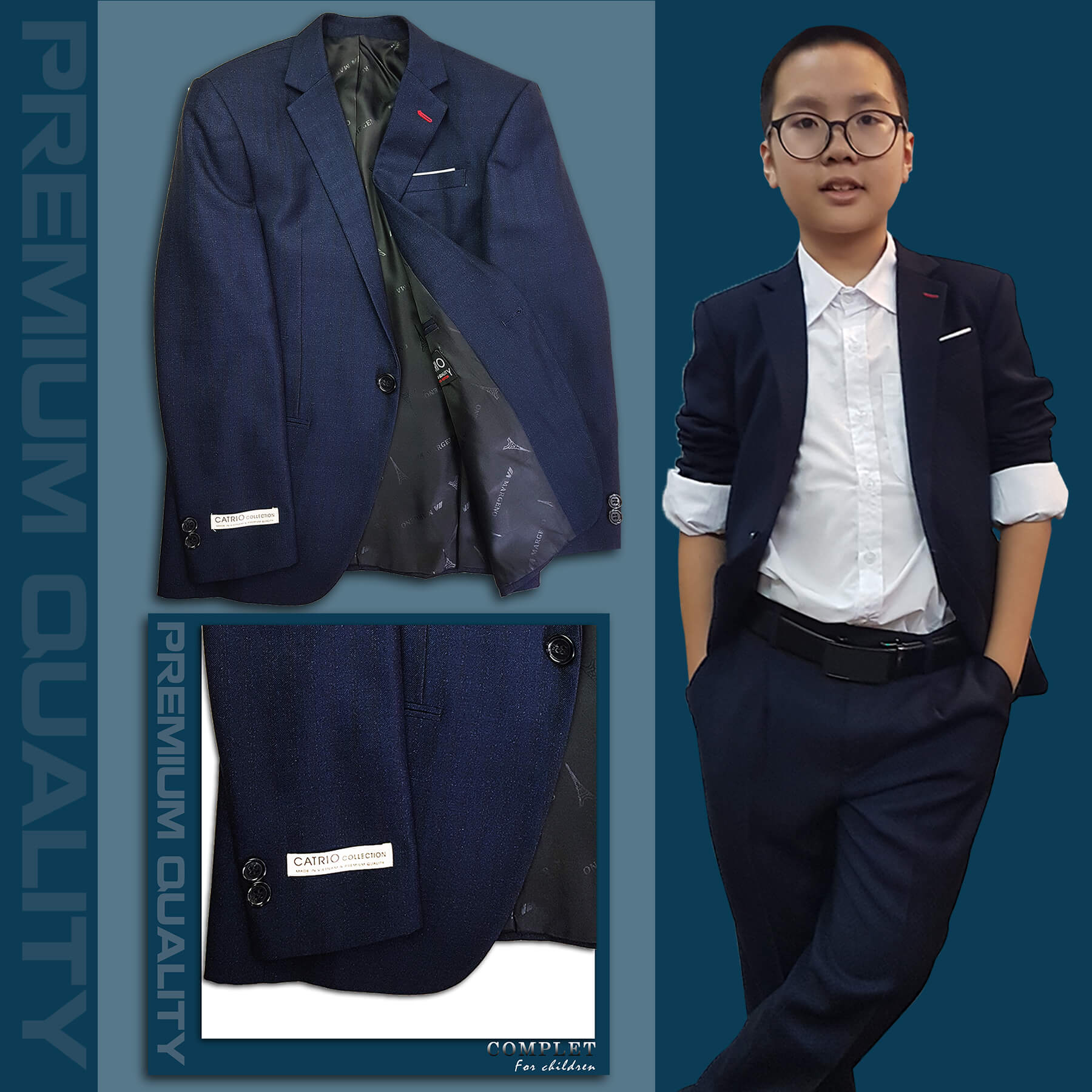 BỘ VEST BÉ TRAI CATRIO ACT684 CHO TRẺ EM TỪ 7 TUỔI ĐẾN 11 TUỔI THUỘC BST THỜI TRANG TRẺ EM COMPLET VESTON CATRIO 2021