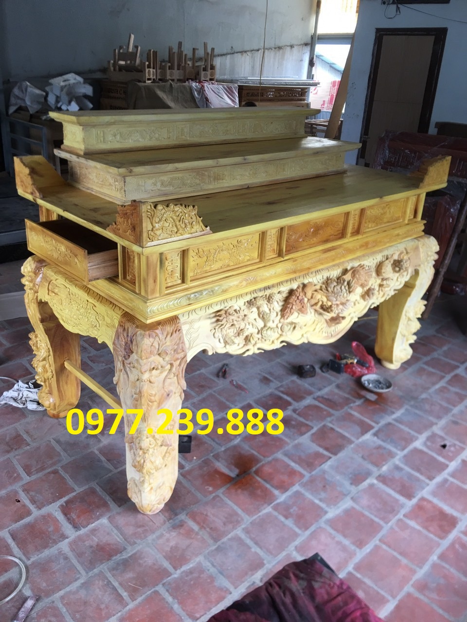 Sập thờ gỗ mít ta chân 22cm