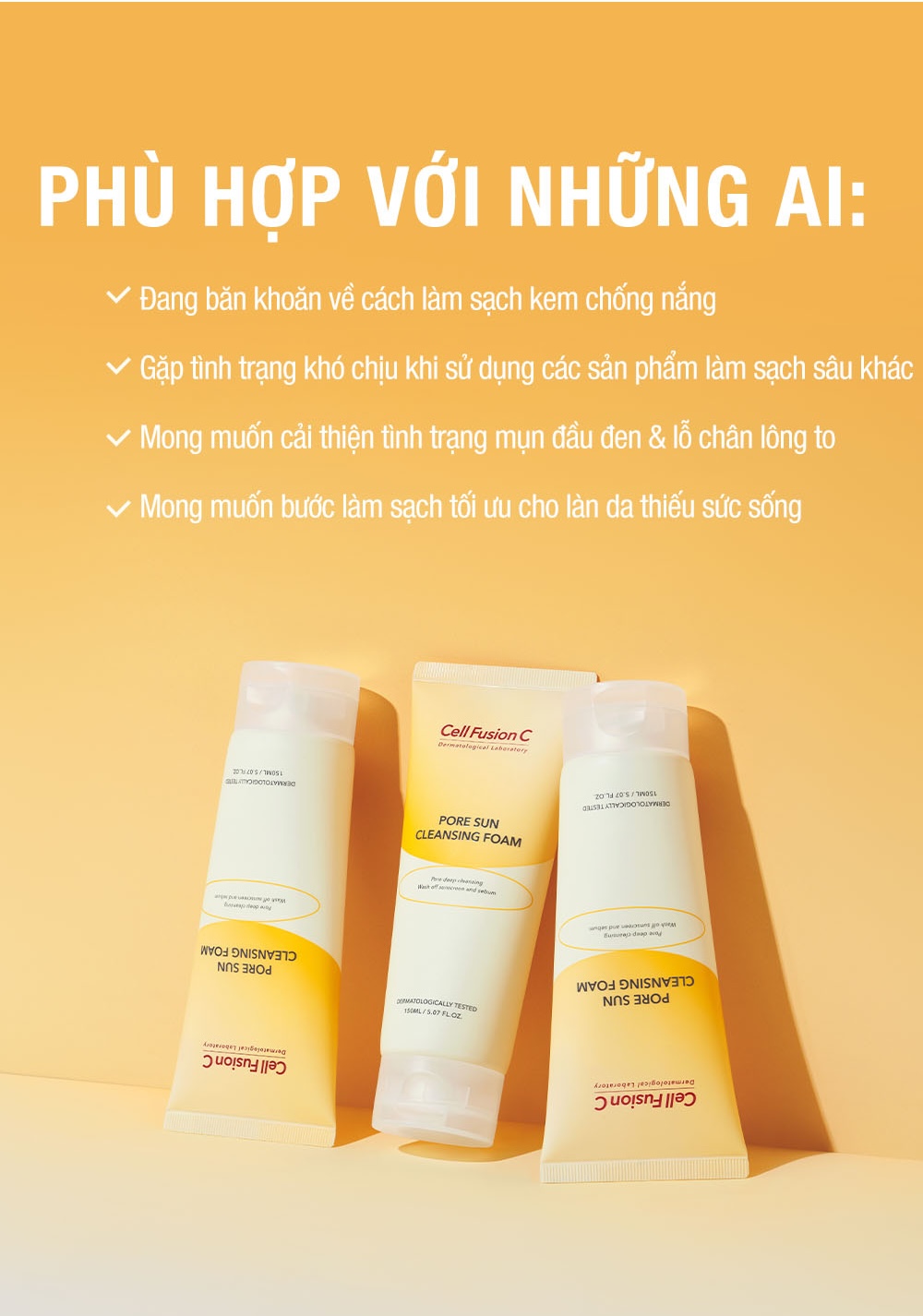 Sữa Rửa Mặt 5 trong 1 Cell Fusion C Pore Sun Cleasing Foam
