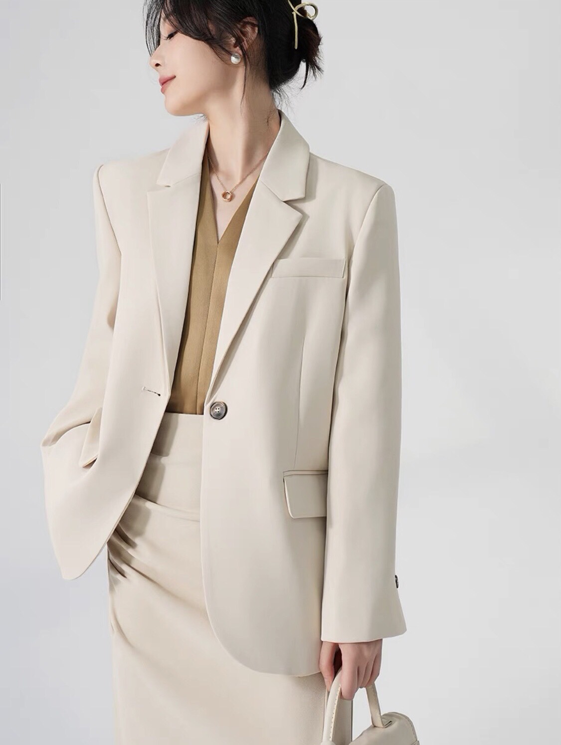 Áo vest công sở nữ chất liệu tuyết mưa cao cấp áo khoác blazer nữ 2 lớp có độn vai 3 màu basic dễ phối đồ mặc đi làm