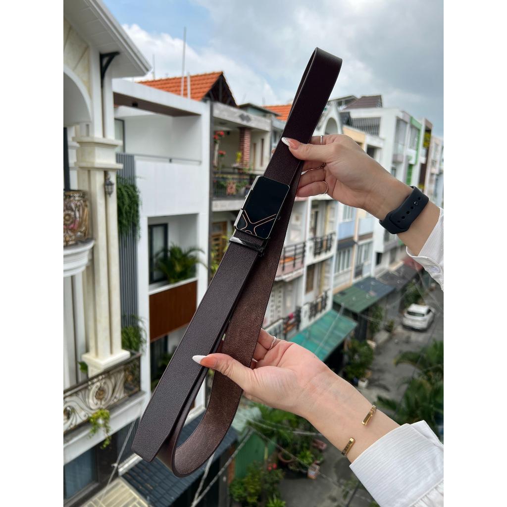 Thắt Lưng Da Bò Cao Cấp Nhập Khẩu Đầu Khóa Tự Động Tc Khóa Tự Động Sang Trọng, Tiện Lợi