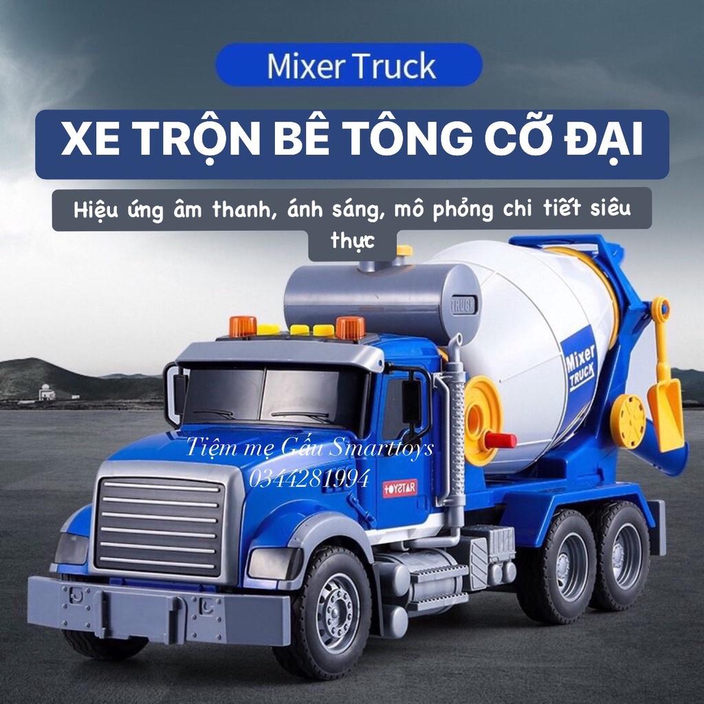 HÀNG LOẠI 1 LỐP CAO SU XE TRỘN BÊ TÔNG CỠ ĐẠI CAO CẤP MIXER TRUCK TOYSTAR CÓ ĐÈN, ÂM THANH, XOAY BỒN CHO BÉ