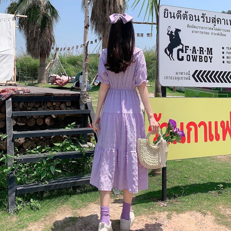 ĐẦM VINTAGE TÍM HOT TREND DỄ THƯƠNG ULZZANG - KÈM ẢNH THẬT