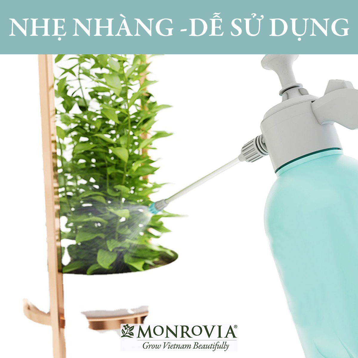 Bình xịt tưới cây MONROVIA 2 lít, phun sương tưới cây cảnh, vòi dài, tặng vòi ngắn, màu xanh, tiêu chuẩn Châu Âu