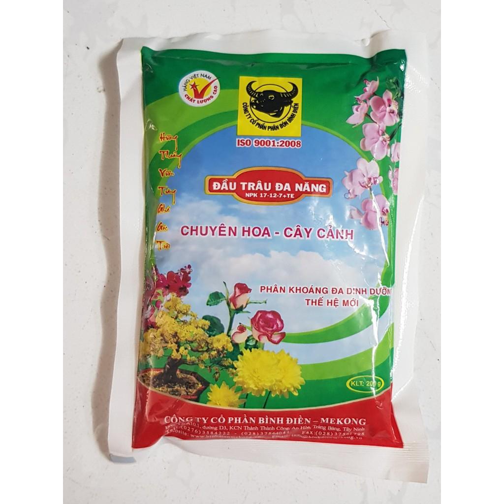 200gr Phân Bón Đầu Trâu NPK 17-12-7 Phân khoáng Tan Chậm đa Dinh Dưỡng - Chồi lá khoẻ ra nhiều hoa