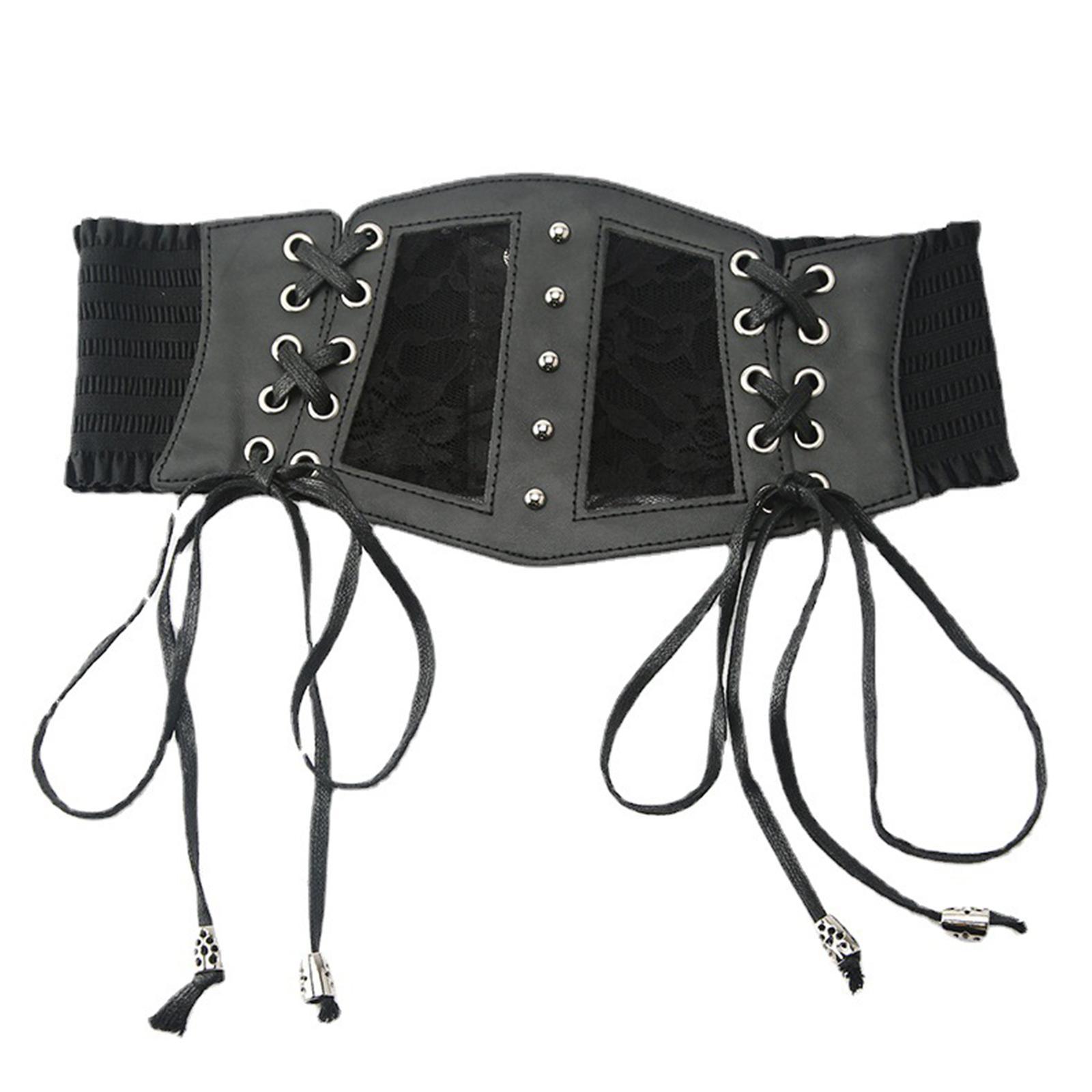 Women Belt, Lace-up Belt, Party Elastic Wide Belt, Black Corset Elastic Waist Belt for Party Wedding
