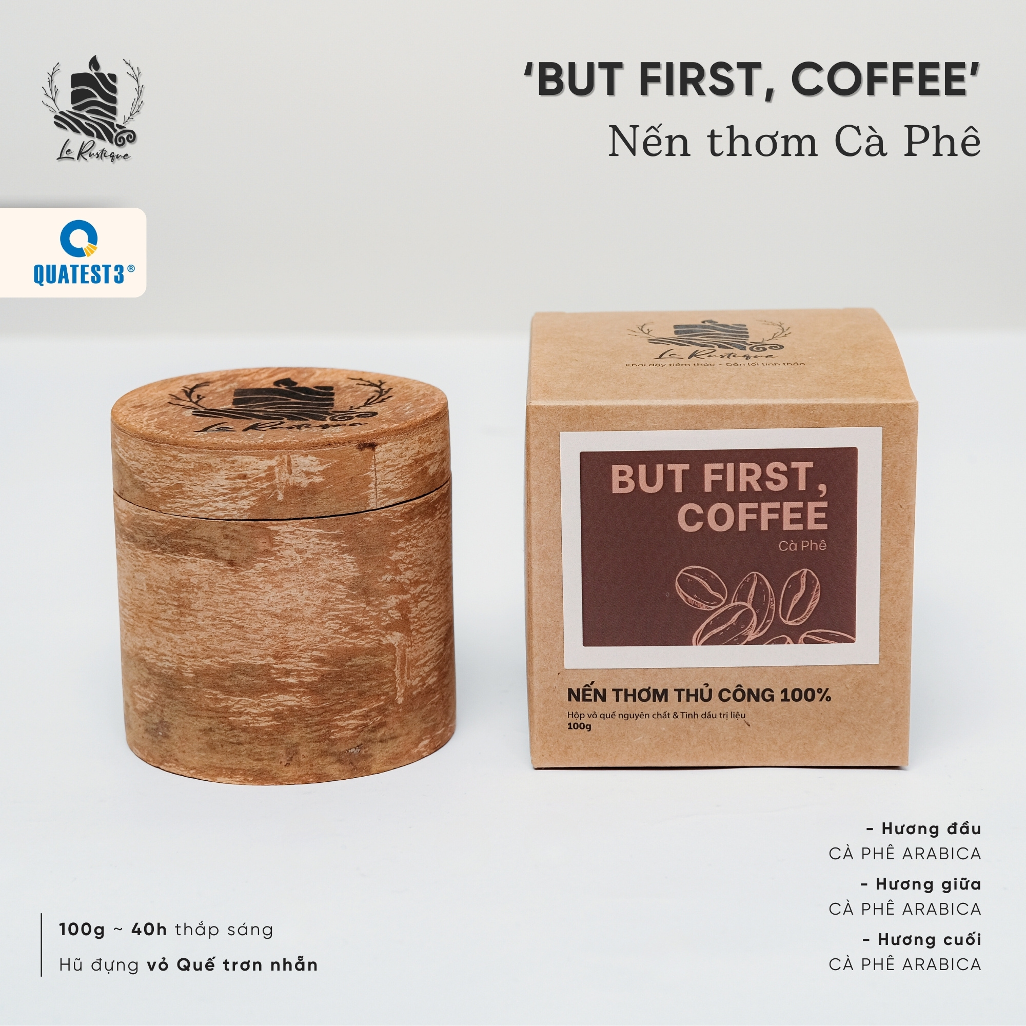Nến Thơm Trị Liệu Le Rustique Cà Phê (But First Coffee) - Nến Thơm Cao Cấp - An Toàn Sức Khỏe
