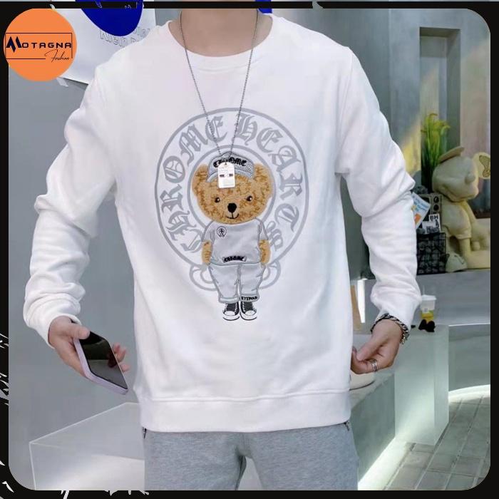 Áo sweater nam tay dài, Áo nỉ cao cấp chất đẹp mịn in Gấu CH dễ thương mã NZ816