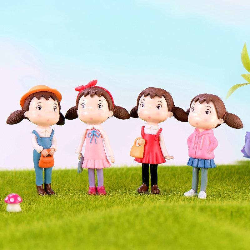 Mô hình tiểu cảnh ️ Mô hình cô gái đáng yêu trang trí bàn làm việc tiểu cảnh, sân vườn, sen đá