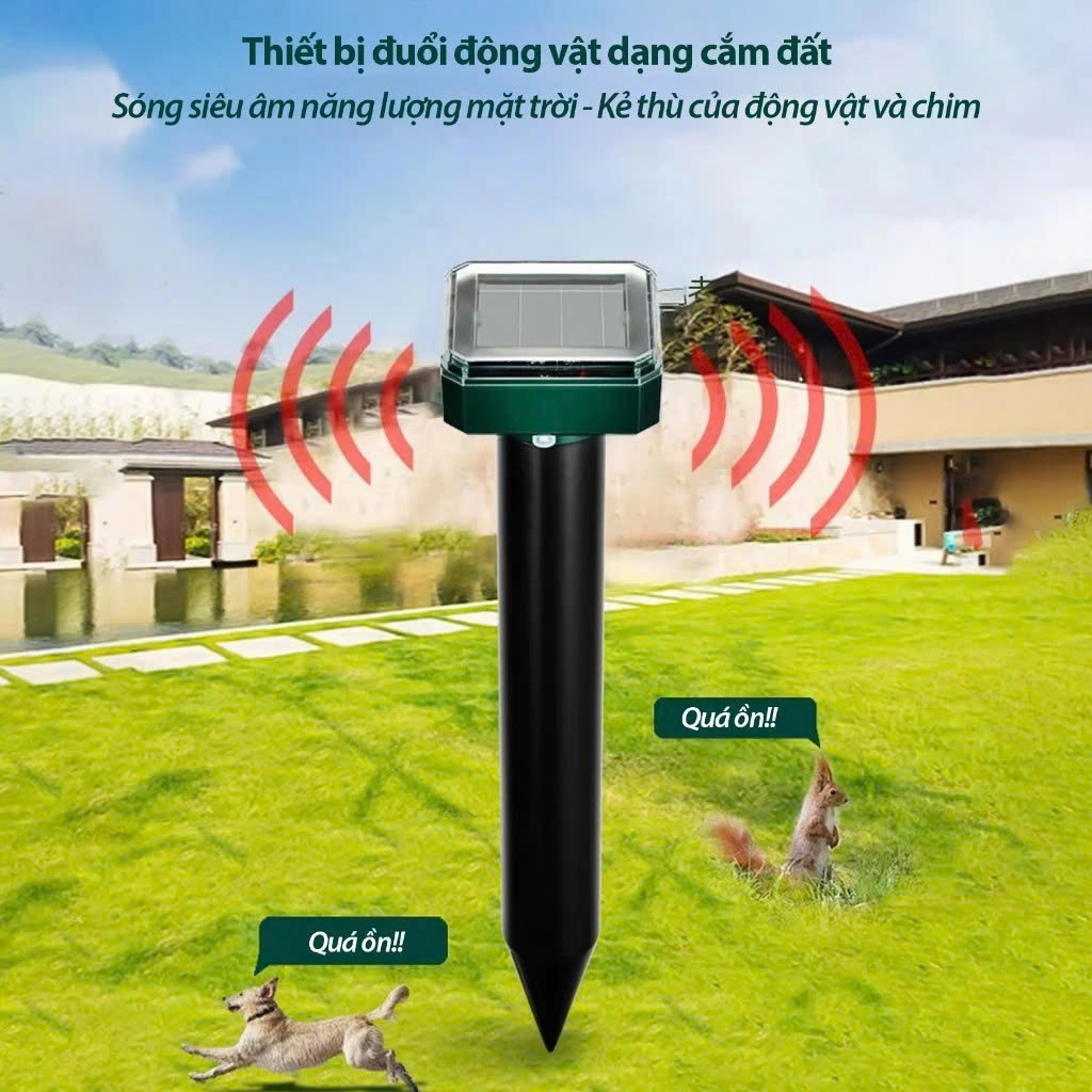 Thiết Bị Đuổi Chuột , Rắn ,Chim Sóng Siêu Âm Ngoài Trời – Sạc Năng Lượng Mặt Trời, Chống Nước