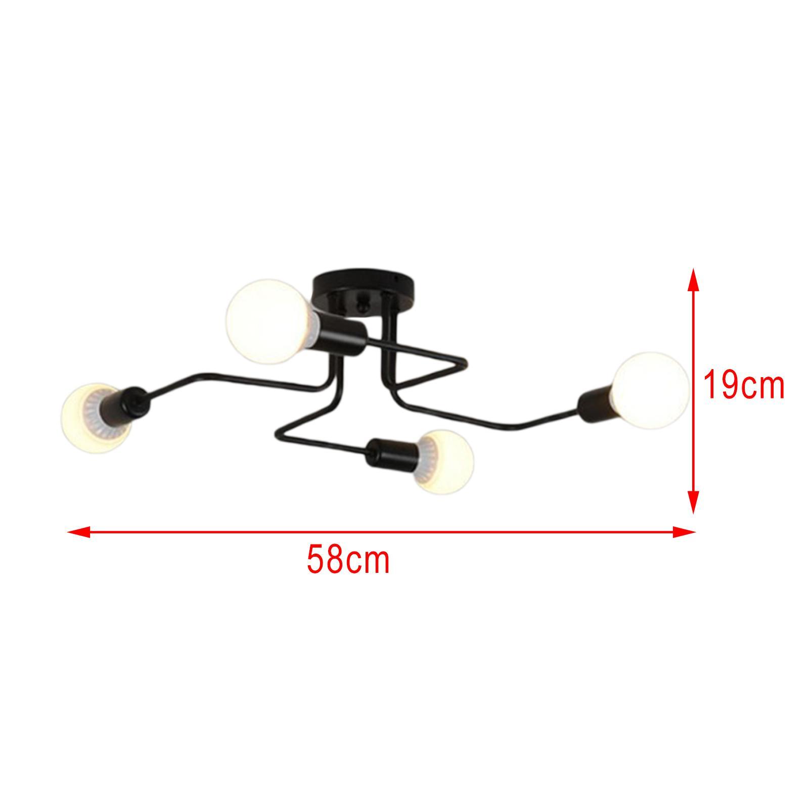 2X Ceiling Light Retro Wrought Iron Large Black Chandelier Ceiling Lamp 4-Head