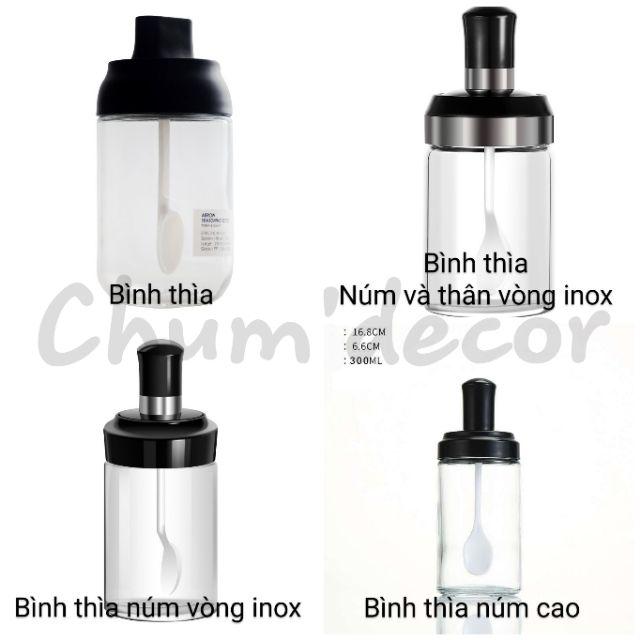 Bộ Lọ đựng gia vị , hũ gia vị thủy tinh kèm thìa, thìa khuấy