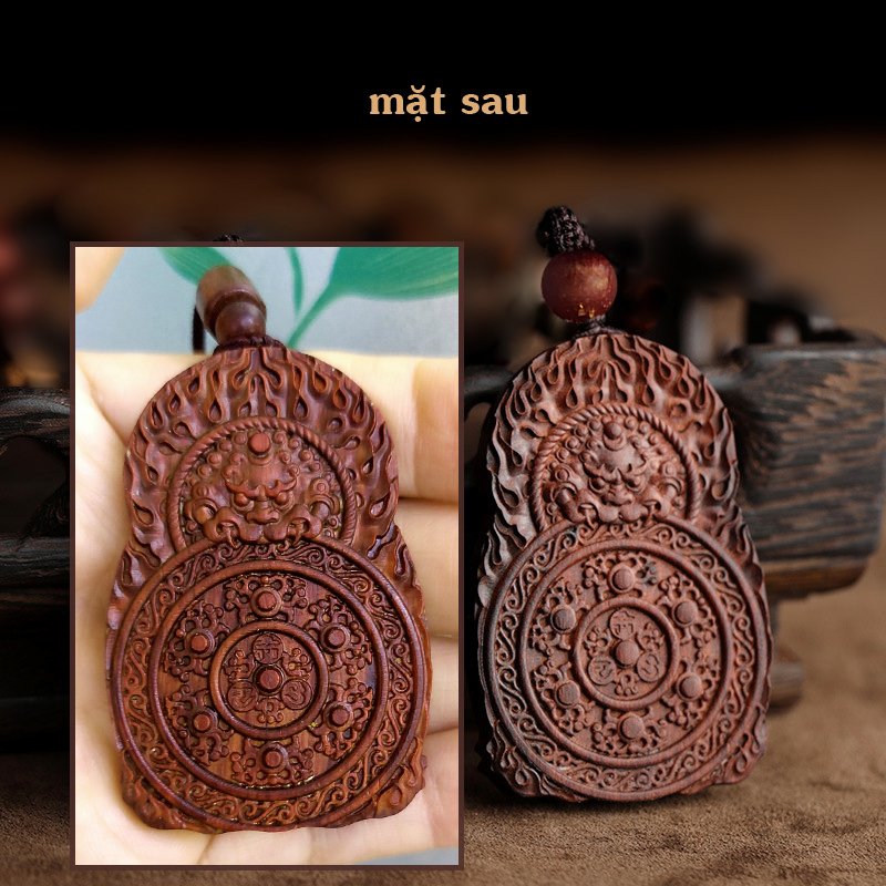 Dây chuyền phong thủy Phật A Di Đà bằng gỗ Đàn Hương - Phật Bản Mệnh Tuổi Tuất, Hợi - S1