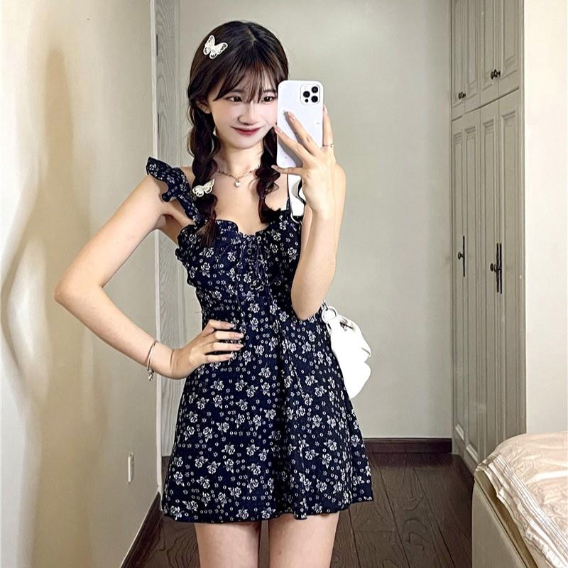 Đầm Ngắn Hai Dây Hoa Nhí Ulzzang Mùa Hè Xinh Xắn