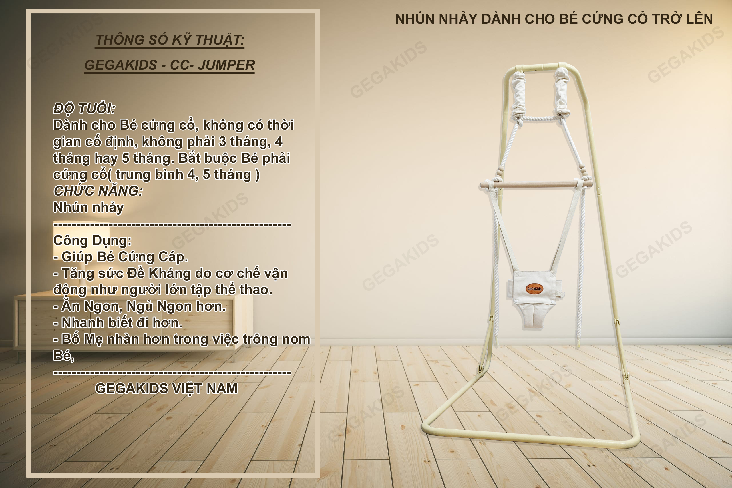 SWING and JUMPER - Combo 2 trong 1 Xích Đu và Nhún nhảy cho BÉ ( Mã GGK-L-CC-JS ) - Sản phẩm cao cấp GEGAKIDS VIỆT NAM