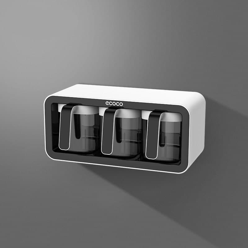 Kệ Đựng Gia Vị Dán Tường Ecoco không cần khoan đục, Bộ 3 Hộp Đựng Gia Vị Kèm Thìa Nhà Bếp Mẫu Mới 2021 tiết kiệm không gian