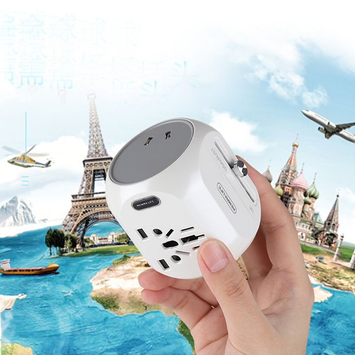 Sạc đa năng Remax RL-EP08 QC Multi-Function International USB2.0 + QC3.0 tương thích chuẩn UK/US/AU/EU - Hàng nhập khẩu