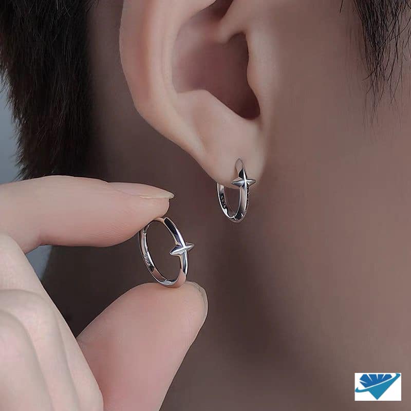 Bông tai bạc khuyên tròn chất liệu bạc s925 MS35a
