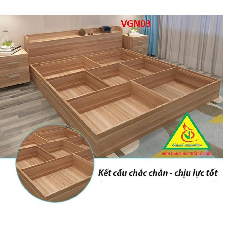 Giường ngủ gỗ MDF - kiểu dáng đơn giản hiện đại VGN03- Nội thất lắp ráp Viendong Adv