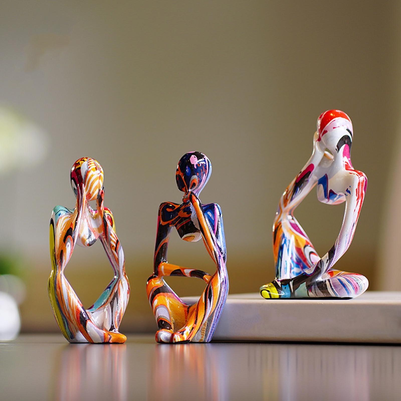 3Pcs Abstract Thinker Statues Artwork Figurines for Tabletop Home Decoration