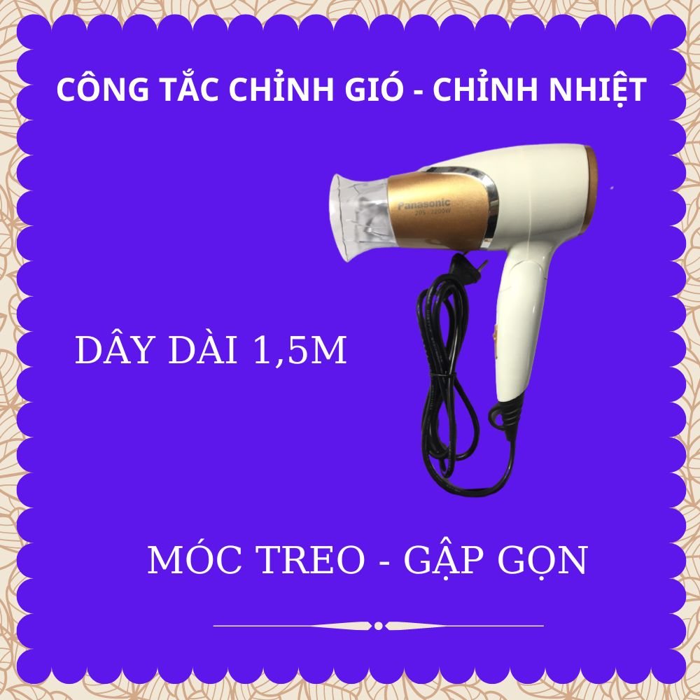 Máy sấy tóc 2 chiều nóng lạnh chuyên dụng Salon tóc - 2 tốc độ gió, 3 chế độ sấy/ mát, ấm, nóng/ tay cầm gập gọn tiện mang đi du lịch