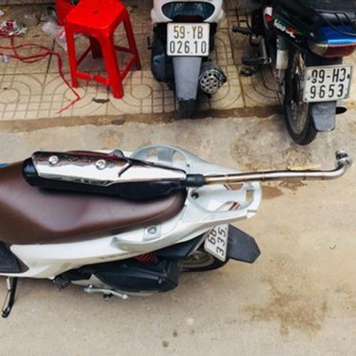 Pô xe máy đùi gà đen gắn wave