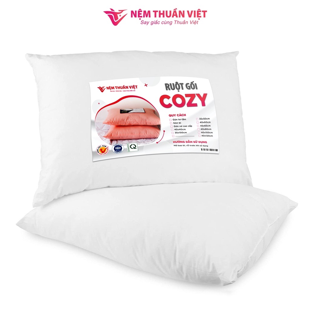 Ruột Gối Nằm Thuần Việt Cozy Cao Cấp, Êm Ái Vượt Trội, Thoáng Mát