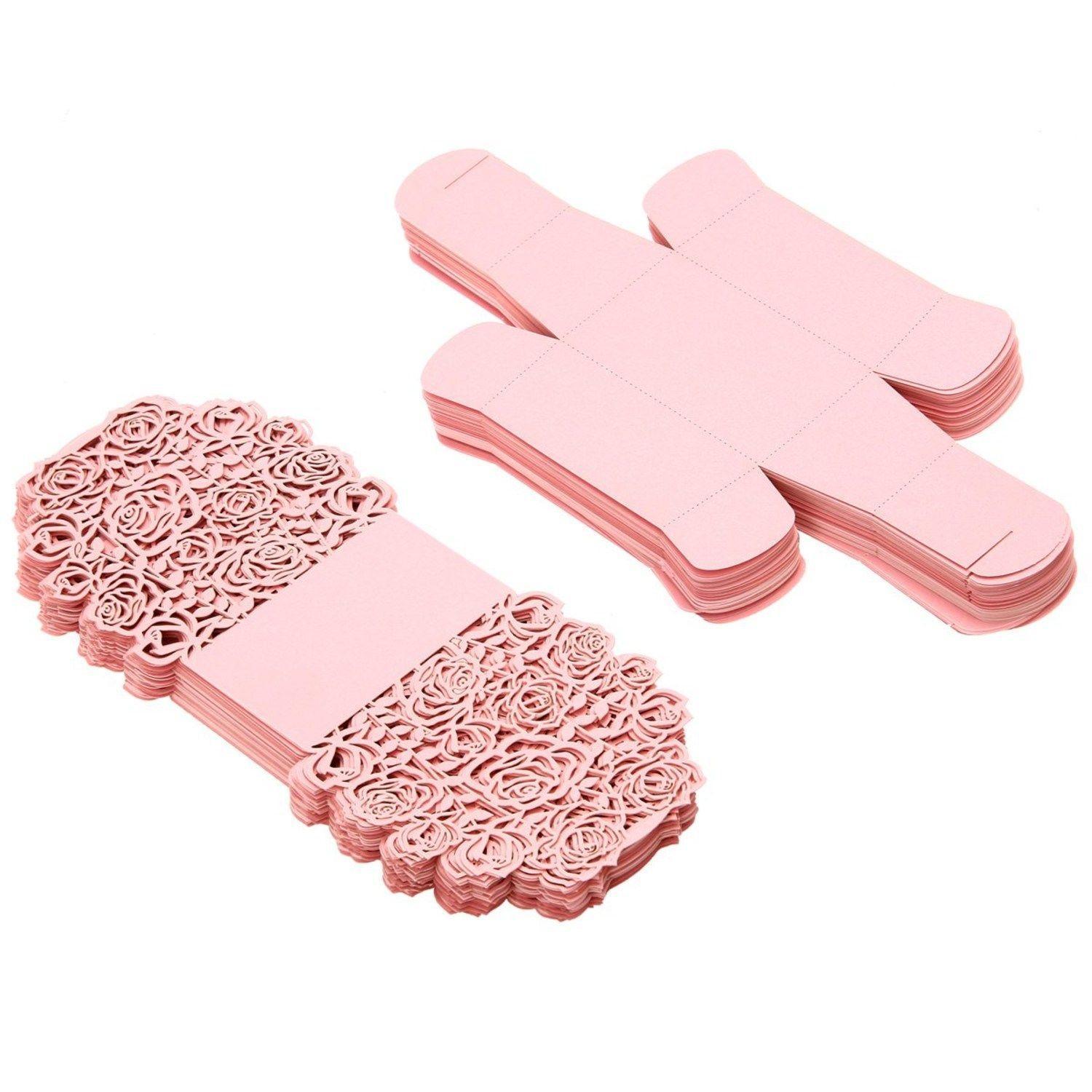 25pcs Rose Candy Gift Box+50pcs Butterfly Glass Place Cards Wedding Decor