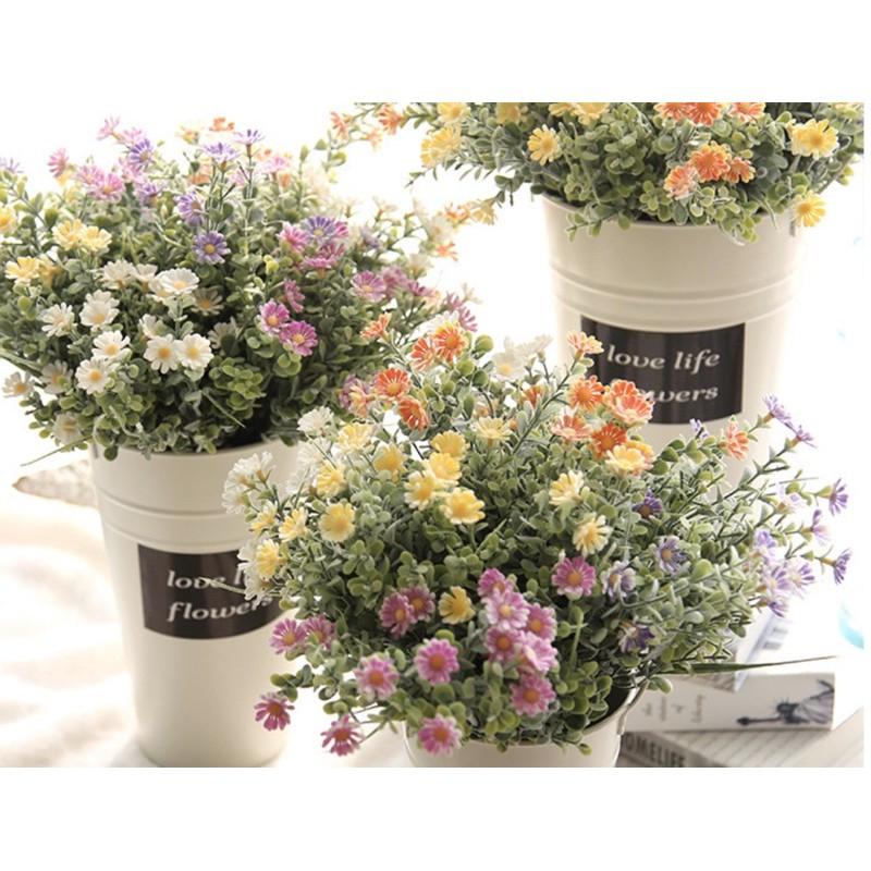 Hoa giả - Cụm tiểu cúc nhân tạo xinh xắn cho không gian tươi sáng, hoa lụa hoa cô dâu hoa decor
