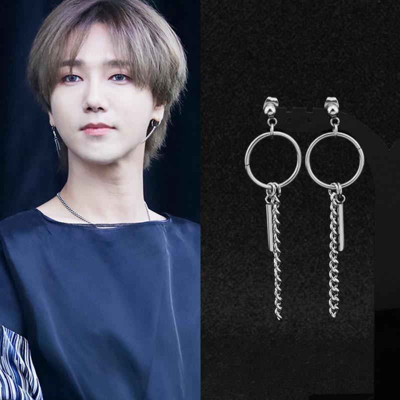 Khuyên tai Nam Nữ đẹp dây xích bông tai idol