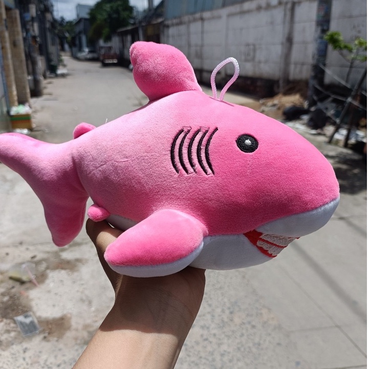 Thú nhồi bông cá mập cao cấp - Size 25cm - Quà tặng gấu bông cá mập siêu dễ thương - Gối mồm mềm mịn co dãn 4 chiều