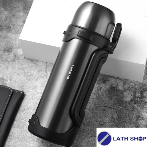 Bình Giữ Nhiệt Có Quai Cầm Lock&Lock Có 2 Nắp Phụ Để Uống Nước LHC1477- Chất Liệu Thép không Gỉ - Nhiều Màu - Dung Tích 1.8L - Xám Đậm