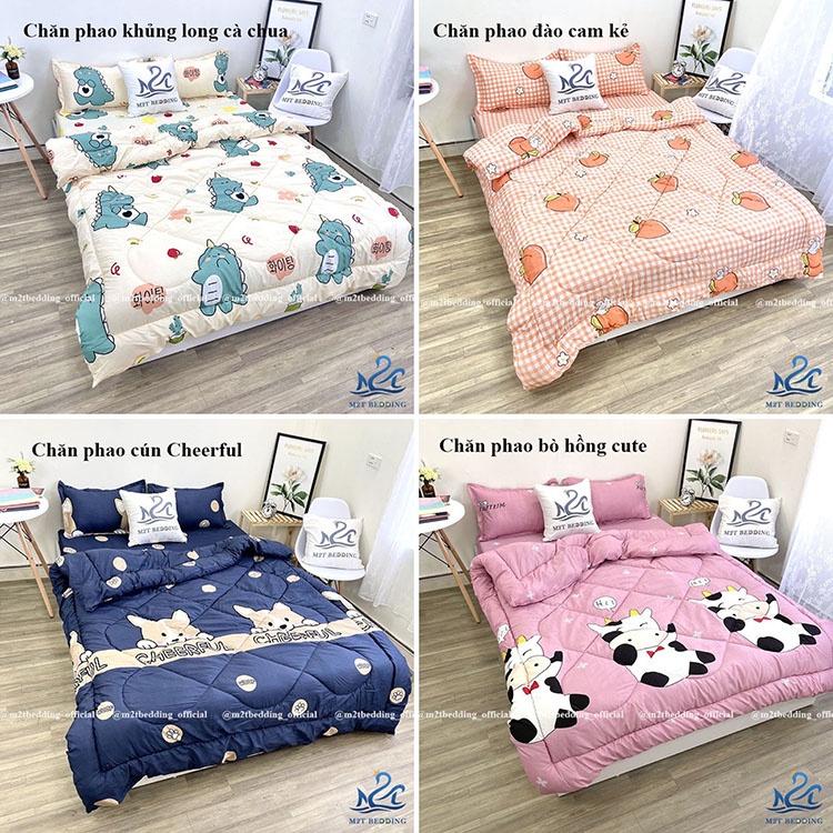 Chăn phao trần bông siêu nhẹ, mền cotton poly họa tiết đáng yêu kích thước 1m8x2m