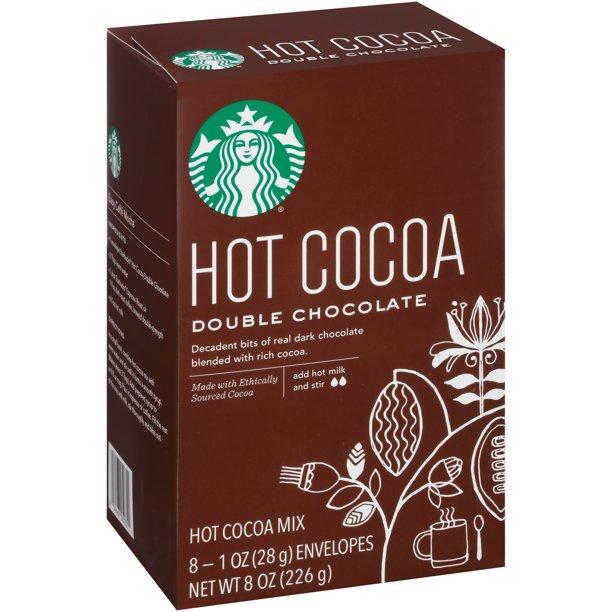 HỘP 8 GÓI BỘT CACAO ĐEN/ĐẮNG - ĐẬM VỊ Starbucks Double Chocolate Hot Cocoa Mix, 226g