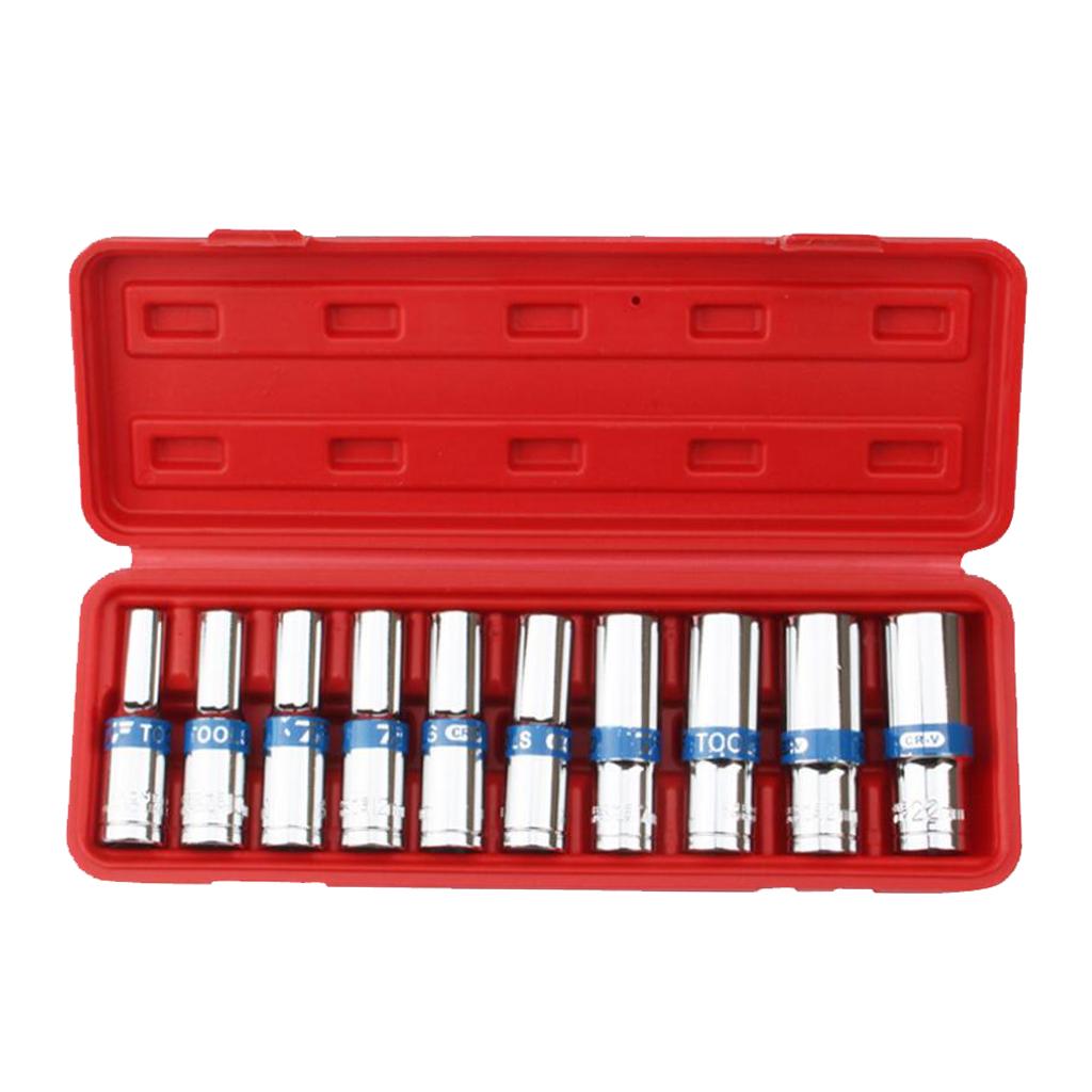 10 Miếng 1/2 Inch Lục Giác Ổ Tác Động Sâu Ổ Cắm Tay Lục Lạc Không Cờ Lê
