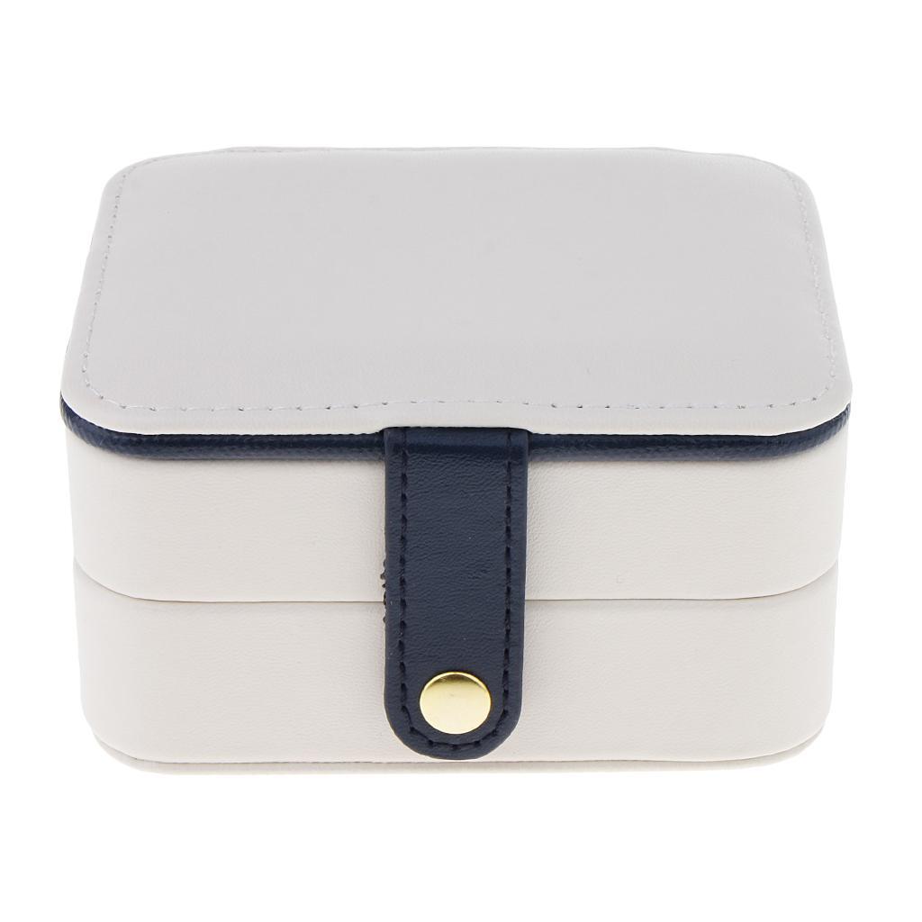 Portable Leather Double Layer Travel Earrings Jewelry Box Storage