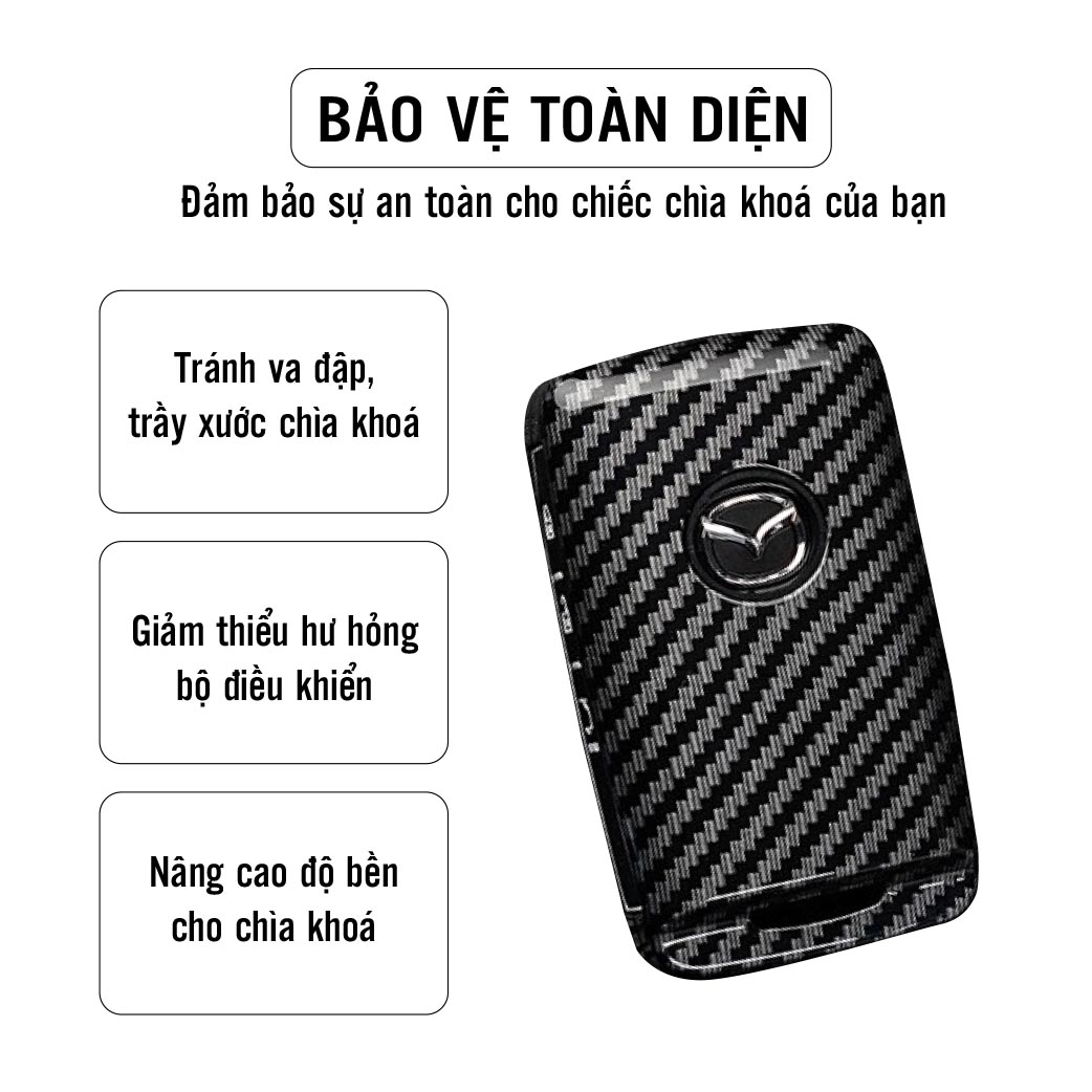 Ốp chìa khóa dành cho xe Mazda3 2020 chất liệu nhựa ABS mạ vân Cacbon - Hàng Chính Hãng