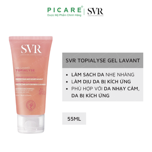 Sữa Rửa Mặt Làm Sạch Và Dưỡng Ẩm, Dành Cho Da Khô, Nhạy Cảm SVR Topialyse Gel Lavant 55ml