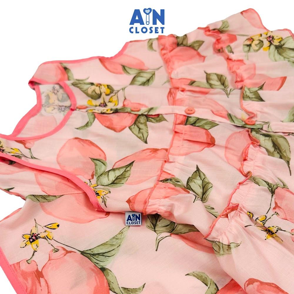 Bộ quần áo Ngắn bé gái họa tiết Đào Tiên Hồng cotton - AICDBGYTTFAD - AIN Closet