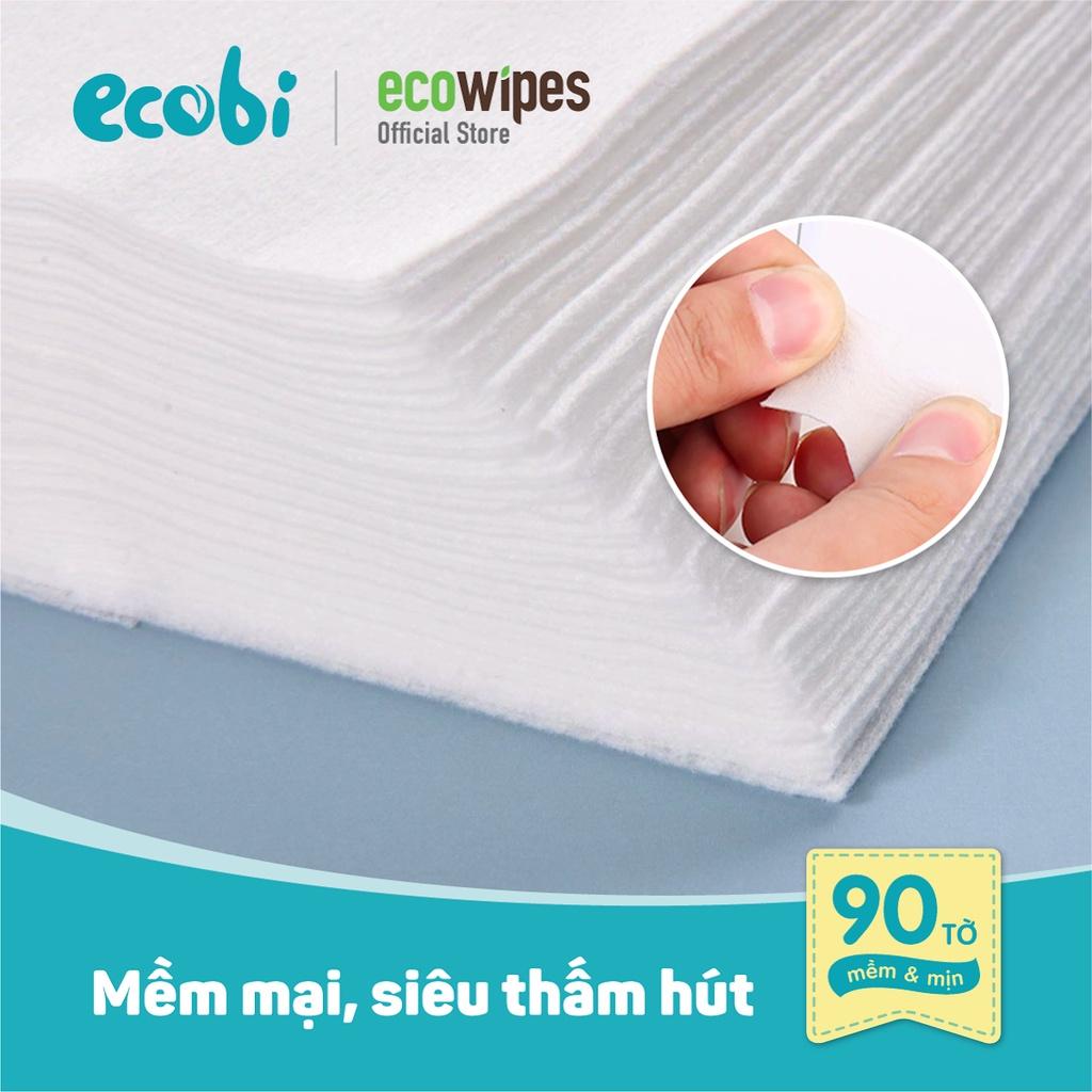 Thùng 96 túi khăn khô đa năng cho bé Ecobi gói 90 tờ có thể dùng thay khăn sữa an toàn cho trẻ sơ sinh