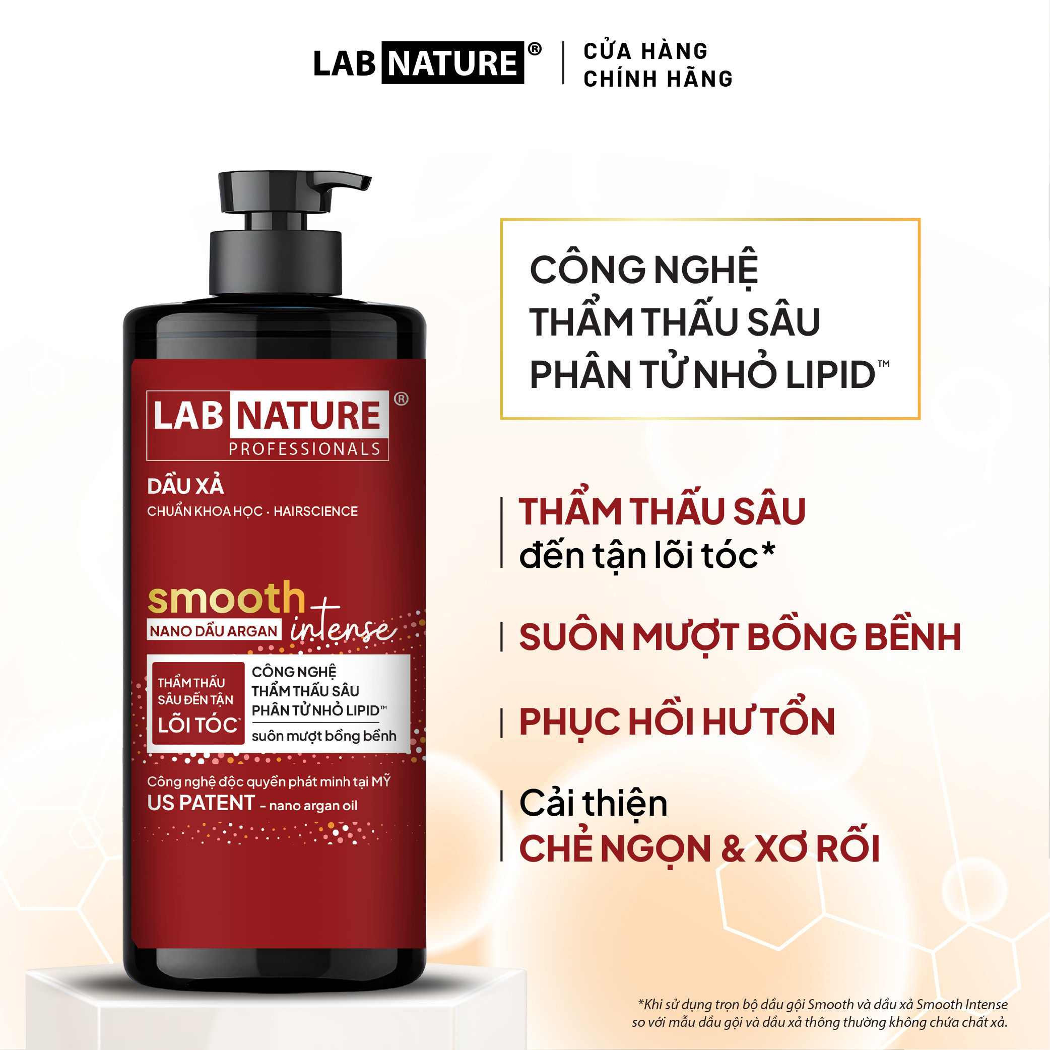 Dầu xả Lab Nature Smooth Suôn Mượt Bồng Bềnh - Công nghệ thẩm thấu sâu đến tận lõi tóc - 480g