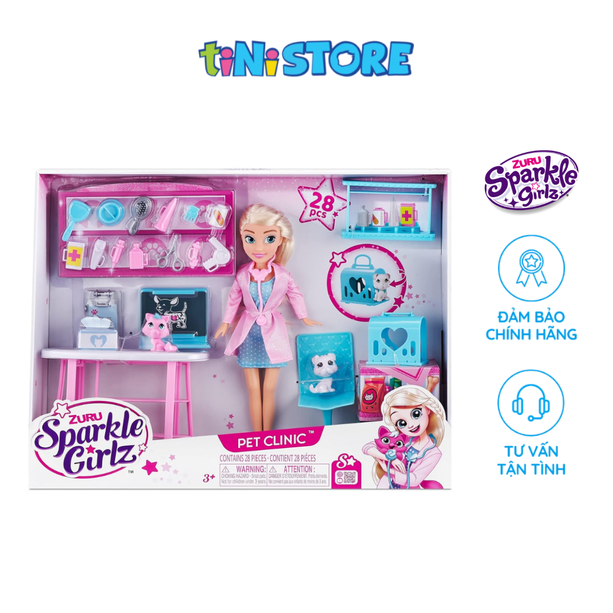 Bộ Đồ Chơi Búp Bê Bác Sĩ Và Phòng Khám Thú Cưng Sparkle Girlz 100184