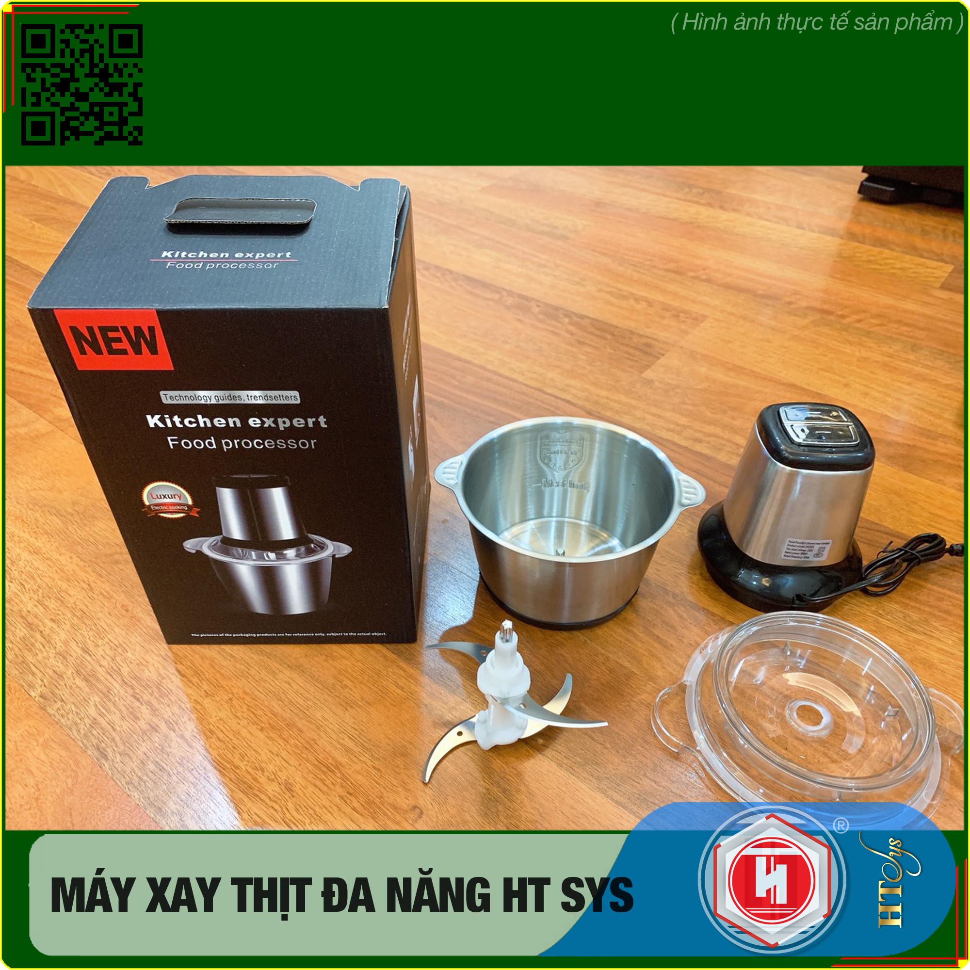 Máy xay đa năng HT SYS - 250W - Máy Xay Hành, Tỏi, Rau Củ ,Thịt Dung Tích 2L - 4 Lưỡi dao - Cối inox 304 - Hàng Nhập Khẩu