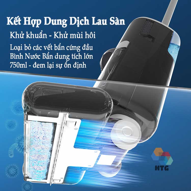 Máy hút bụi lau sàn nhà Sawadaki FG3616 khô và ướt, tự động giặt giẻ, pin rời 5000mAh, hàng chính hãng