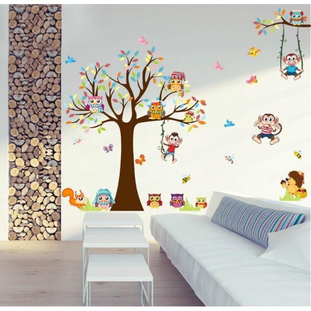 Decal trang trí Vườn Cú Mèo sắc màu A.H