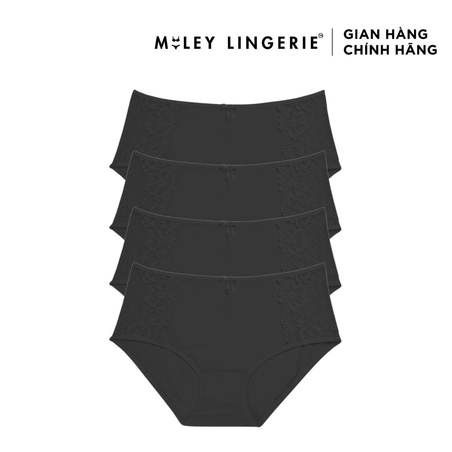 Combo 4 Quần Lót Nữ Lưng Cao Modal Phối Ren Active Miley Lingerie Màu Đen - FDS0125