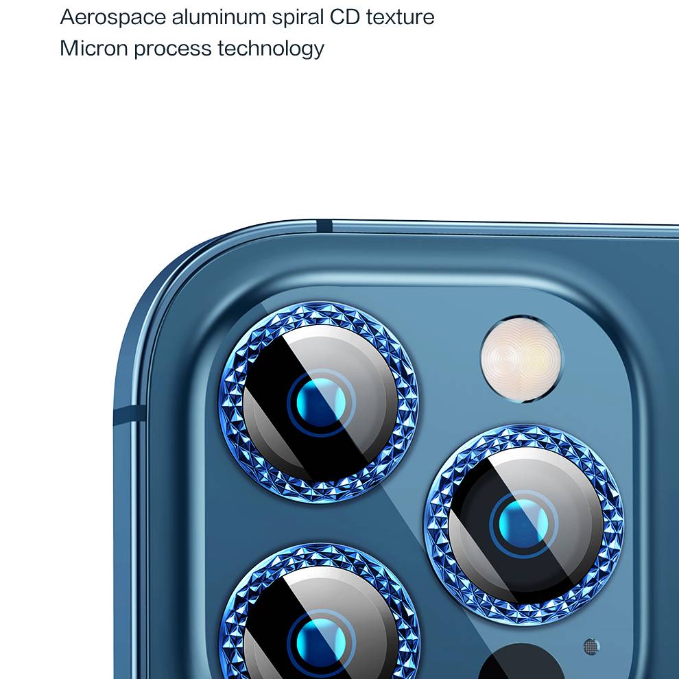 Bộ miếng dán kính cường lực Camera Diamond đính đá cho iPhone 12 Pro Max hiệu HOTCASE Kuzoom Lens Ring bảo vệ camera mang lại khả năng chụp hình sắc nét full HD (độ cứng 9H, chống trầy) - hàng nhập khẩu