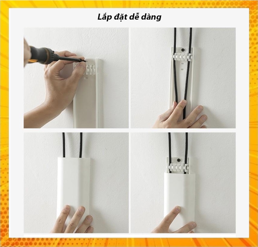 Nẹp luồn dây điện dính tường có kẹp giữ cao cấp LK84