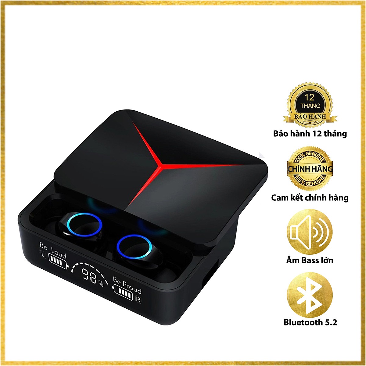 Vinetteam Tai Nghe Không Dây Gaming M90 PRO Bluetooth 5.2 Kiêm Sạc Dự Phòng Độ Trễ Cực Thấp Khi Chơi Game Bass Mạnh Mẽ - Tai Nghe Game Thủ Không Dây - Hàng Chính Hãng