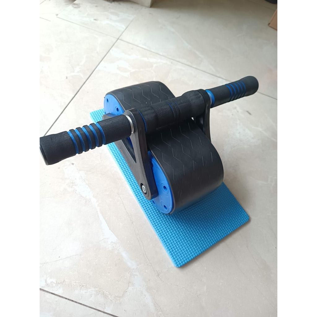 Con lăn tập cơ bụng 2 bánh công nghệ mới có phanh lò xo trợ lực+ tặng thảm lót đầu gối
